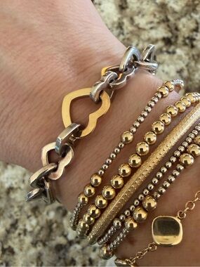 TIFFANY Gold Heart Bracelet with silver links